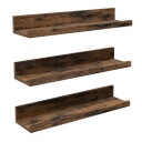 Vegghyller i tre   3 pakning 38 cm   rustikk brun