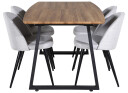 Venture Design Inca & Velvet spisegruppe Natur/grå 4 st stoler & bord 160 x 85 cm