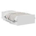 vidaXL Sengeramme med skuffer hvit 90x200 cm konstruert tre