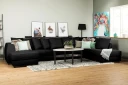 Optus 6 seters Høyrevendt U formet Large Sofa med Divan og Sjeselong i Stoff inkl. Pynteputer   Svart