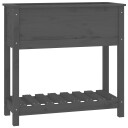 vidaXL Plantekasse med hylle grå 82,5x34,5x81 cm heltre furu