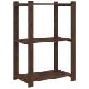 vidaXL Oppbevaringshylle 3 etasjer brun 60x38x90 cm heltre furu