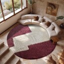 Runde tepper   Ricco Natural Cotton Shaggy offwhite/burgunder Størrelse: Ø 200 cm