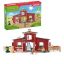 Schleich Rød Låve med Dyr og Tilbehør - Lekesett for 3 år+