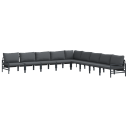  Hagesofa Set 9 pcs Antrasitt Stål