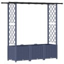 vidaXL Hevet Bed med Trellis og Tak Grå 162,5 x 40 x 136 cm PP
