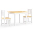 vidaXL Bord- og stolsett for barn 3 deler hvit og Beige MDF
