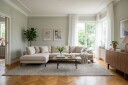 Menard Premium 5 seters venstrevendt L formet dyp sjeselongsofa i stoff   Beige