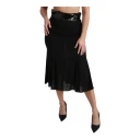 Dolce & Gabbana Black High Waist Mermaid Midi Silk Skirt Svart S