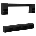  TV veggenheter med LED med LED 6 pcs Svart Eik Konstruert tre