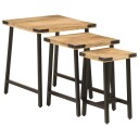  Stablebare salongbord 3 stk heltre mango og jern 8721012160927