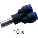 Innstikks Y kobling 3x12 mm. Hann/Hunn/Hunn. Pakke med 10 stk.