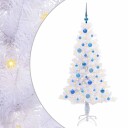  Kunstig juletre med 150 LED med stativ Hvit 150 cm PVC og Stål