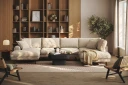 Copenhagen Premium 5 personers Højrevendt U formet Dyb Sofa med Divan og Chaiselong i Chenille   Beige