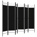 vidaXL Romdeler med 6 paneler svart 240x180 cm