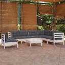  Hagesofagruppe med puter 8 deler hvit heltre furu 3096726