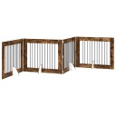 Vidaxl Foldbar Hundegitter Med Stativer 4 Stk. Røkt Eik 401 cm