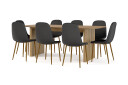 Bark Richeto Spisebord 210 cm eik + 8 stk Naira stol svart med eikeben   Natur/Svart