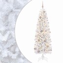 vidaXL Kunstig smalt juletre med julekuler 210 cm 300 LED-lys Varmhvit