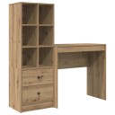  Skrivebord med lagring 2 pcs artisan eik 80 x 40 x 76 cm