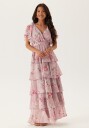 Goddiva Floral Flutter Tiered Maxi Dress