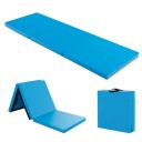 Sammenleggbar myk gulvmatte med 2 håndtak Sklisikker gymnastikkmatte 180 x 60 x 5 cm Blå
