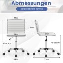 Ergonomisk kontorstol – Justerbar uten armlener hvit