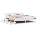  Sengeramme med madrass hvit 200x200 cm heltre furu 8721102939129