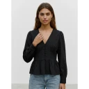 Vero Moda   Bluse Vmaugusta Ls Button Top Wvn   Svart