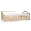 vidaXL Sengeramme 3 seter med skuffer heltre furu 90x200 cm