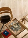 Design House Arco skrivebord eik klarlakk, inkl. skuff, glassplate