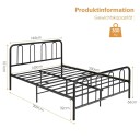 Sengeramme i metall med sengegavl og fotbrett Moderne plattformseng 209 x 144 x 101 cm Svart