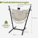 Justerbar hengestol med stativ – beige, 250 kg kapasitet