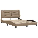  Sengeramme med LED-lys cappuccino 120x200 cm kunstig lær 8721012356399