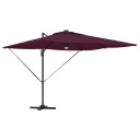  Cantilever Roma Parasol med LED lamper Burgunder Rød 286x285x270 cm Aluminium