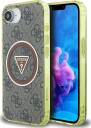 GUESS IML Metal Glitter 4G Circle Triangle MagSafe case for iPhone 16e - brown