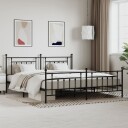 vidaXL Sengeramme i metall med hode- og fotgavl svart 200x200 cm 8720845883423