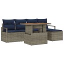 vidaXL Hagesofa Set 6 pcs Grå og marineblå