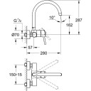 GROHE CONCETTO VEGGHENGT SERVANTBATTERI M/360 GRADERS SVINGRADIUS