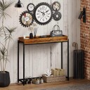 Smalt konsollbord – metall og tre rustikk brun 100x30 cm