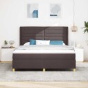  Bokspring Seng med Madrass & LED Mørk Brun 180x200 cm Stoff