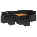 vidaXL Hagesofa Set 9 stk. 6 Antall seter Svart Poly rattan