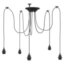 vidaXL Pendellampe med 5 lampeholdere E27 svart metal