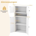 Hvit bokhylle med 4 dører og justerbare hyller – 111 cm