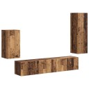  TV benksett Veggmontert 4 pcs Gammelt tre Konstruert tre