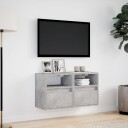  Vegghengte TV-benker med LED-lys 2 stk betonggrå 41x31x45 cm 852320