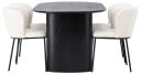 Venture Design Isolde & Edina spisegruppe Hvit/svart 4 stoler & bord 180 x 90 cm