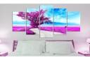 Bilde Tree Near The Road 5 Parts Violet 100x50 Artgeist sp. z o. o.