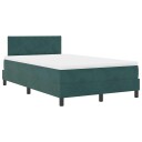  Box Spring Seng med Madrass & LED Mørkegrønn 120x190 cm Fløyel