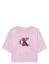 Calvin Klein Velvet Monogram Boxy S/S T Shirt Pink 128